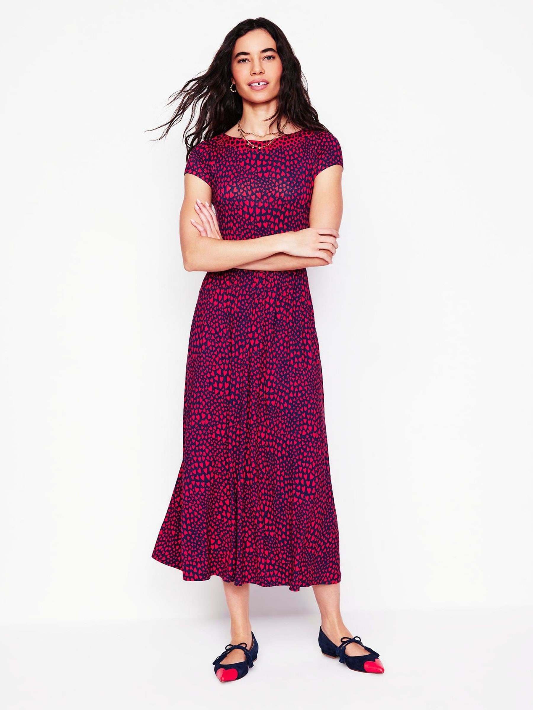 Buy Boden Blue/Red Melanie Jersey Midi Dress from the Next UK online shop