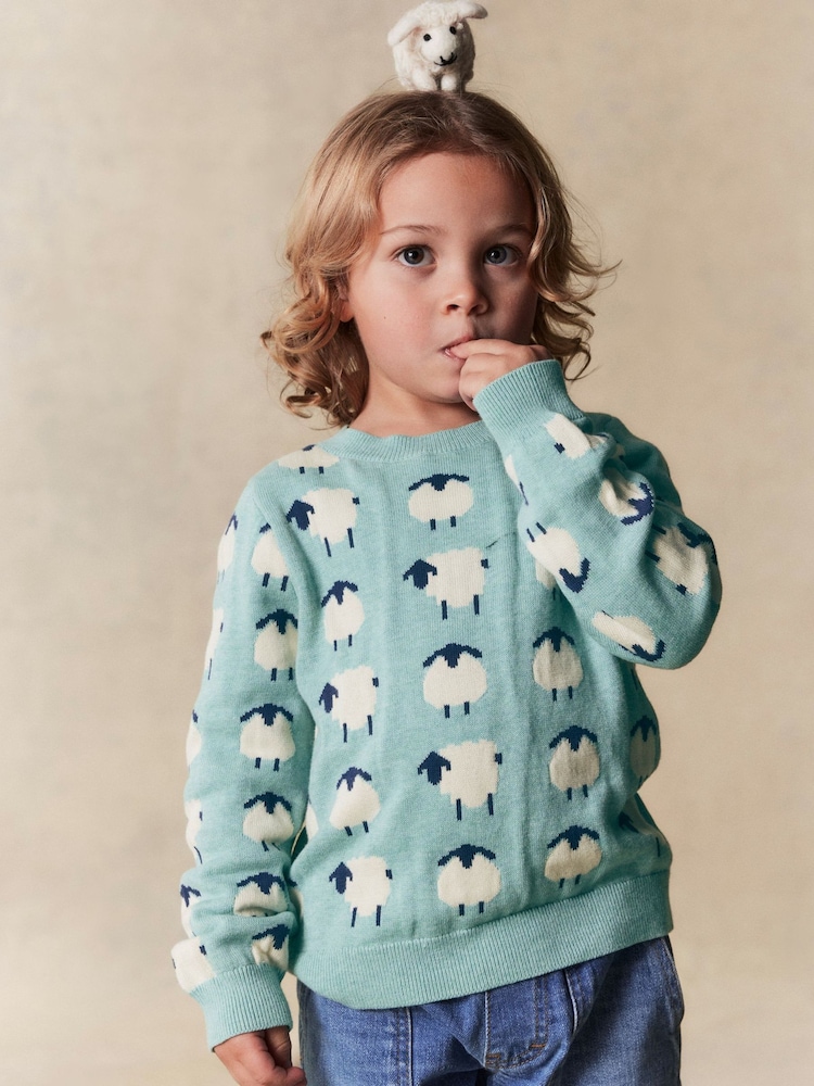 Boden Blue Novelty 100% Cotton Jumper - Image 2 of 4