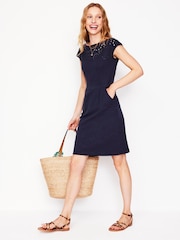 Boden Blue Florrie Broderie 100% Cotton Dress - Image 1 of 5