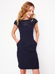 Boden Blue Florrie Broderie 100% Cotton Dress - Image 2 of 5