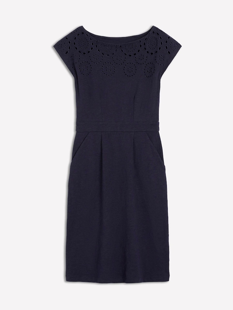 Boden Blue Florrie Broderie 100% Cotton Dress - Image 5 of 5