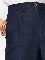 Boden Blue Westbourne Crop Linen 100% Cotton Trousers - Image 2 of 5