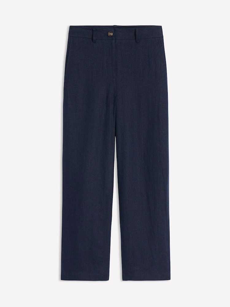 Boden Blue Westbourne Crop Linen 100% Cotton Trousers - Image 5 of 5 Boden Blue Westbourne Crop Linen 100% Cotton Trousers - Image 5 of 5