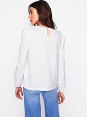 Boden White Pintuck Yoke 100% Cotton Top - Image 3 of 5
