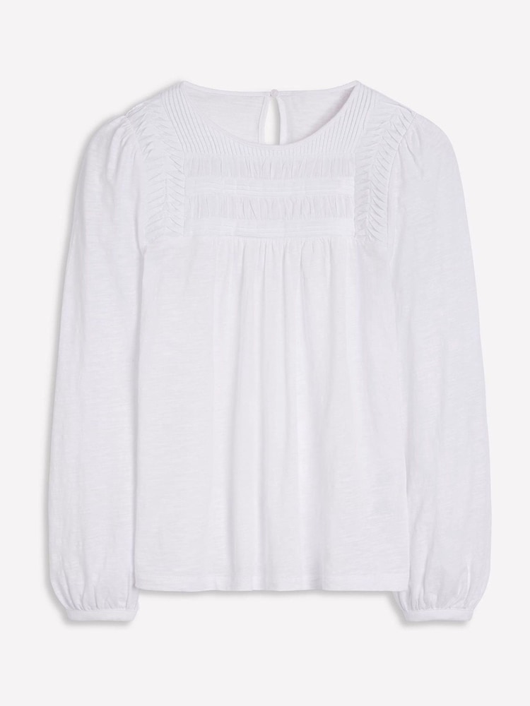 Boden White Pintuck Yoke 100% Cotton Top - Image 5 of 5