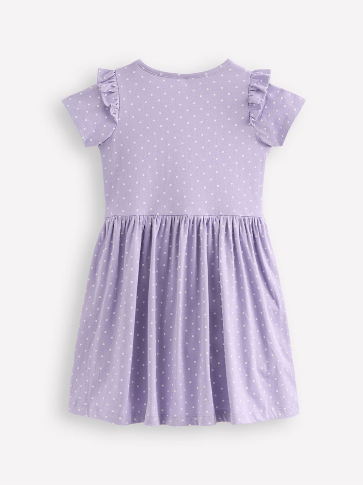 Boden Purple Cats Betty Jersey Appliqué 100% Cotton Dress - Image 2 of 3