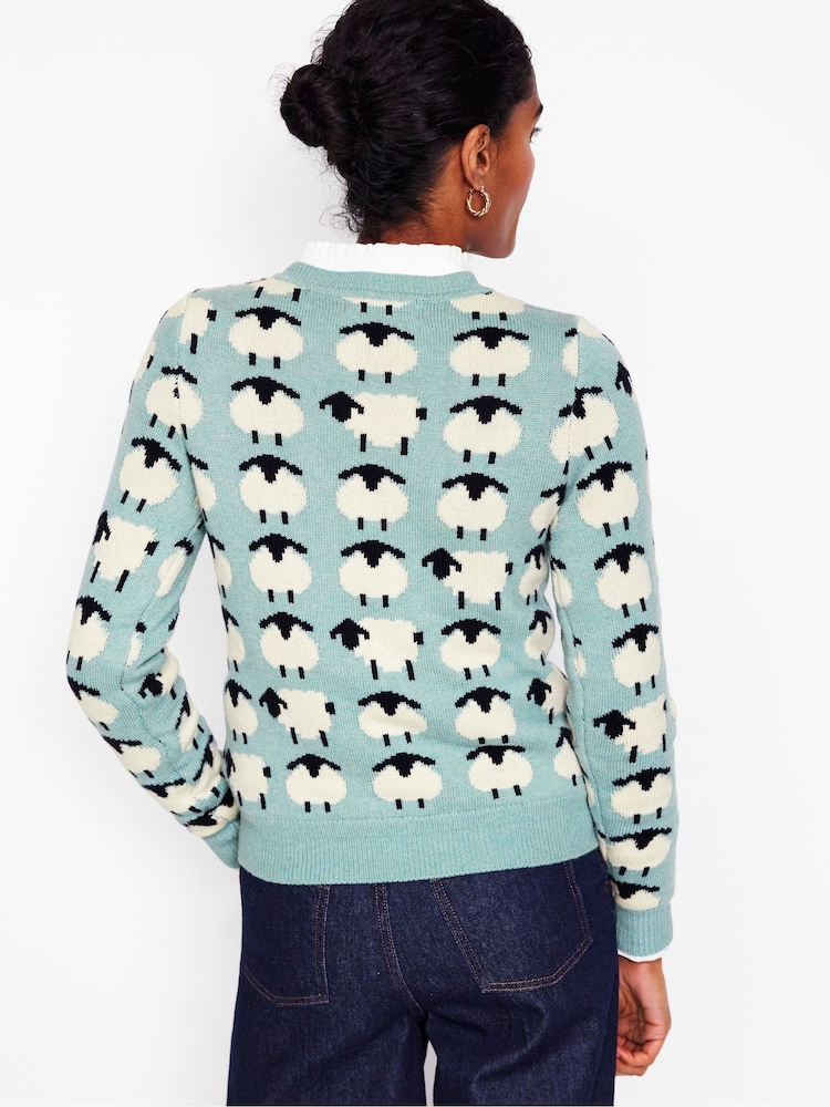 Boden Blue Heather Jacquard Jumper - Image 3 of 6