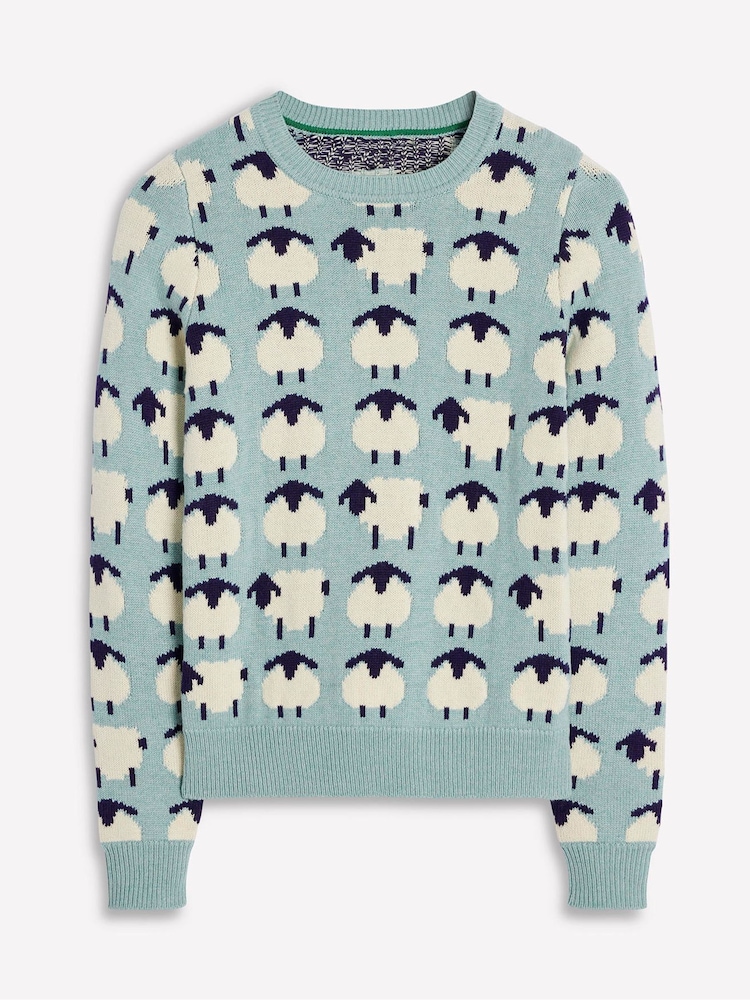 Boden Blue Heather Jacquard Jumper - Image 5 of 6