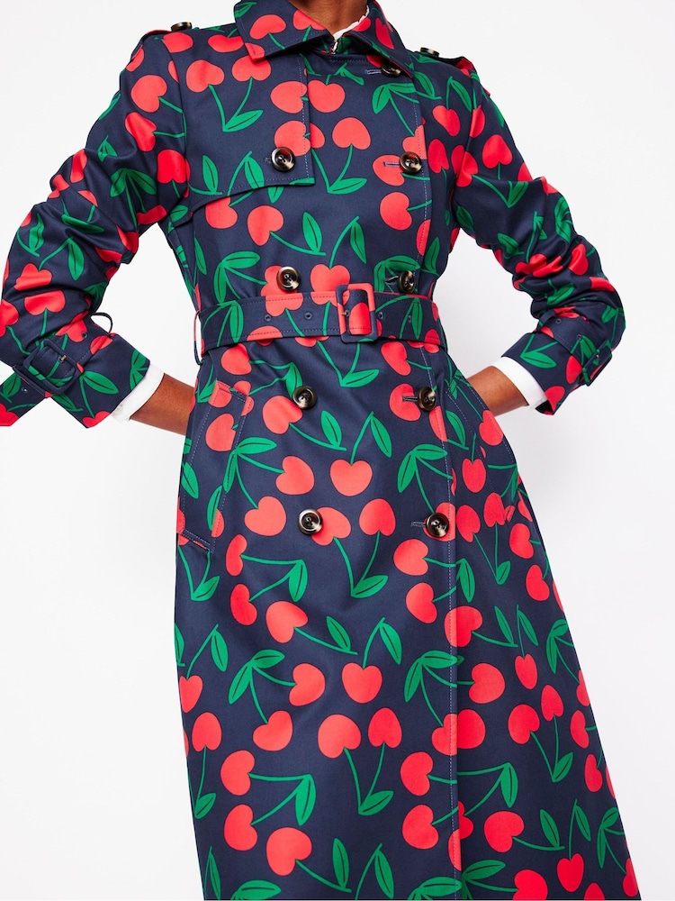 Boden Blue Cheltenham Trench 100% Cotton Coat - Image 3 of 7