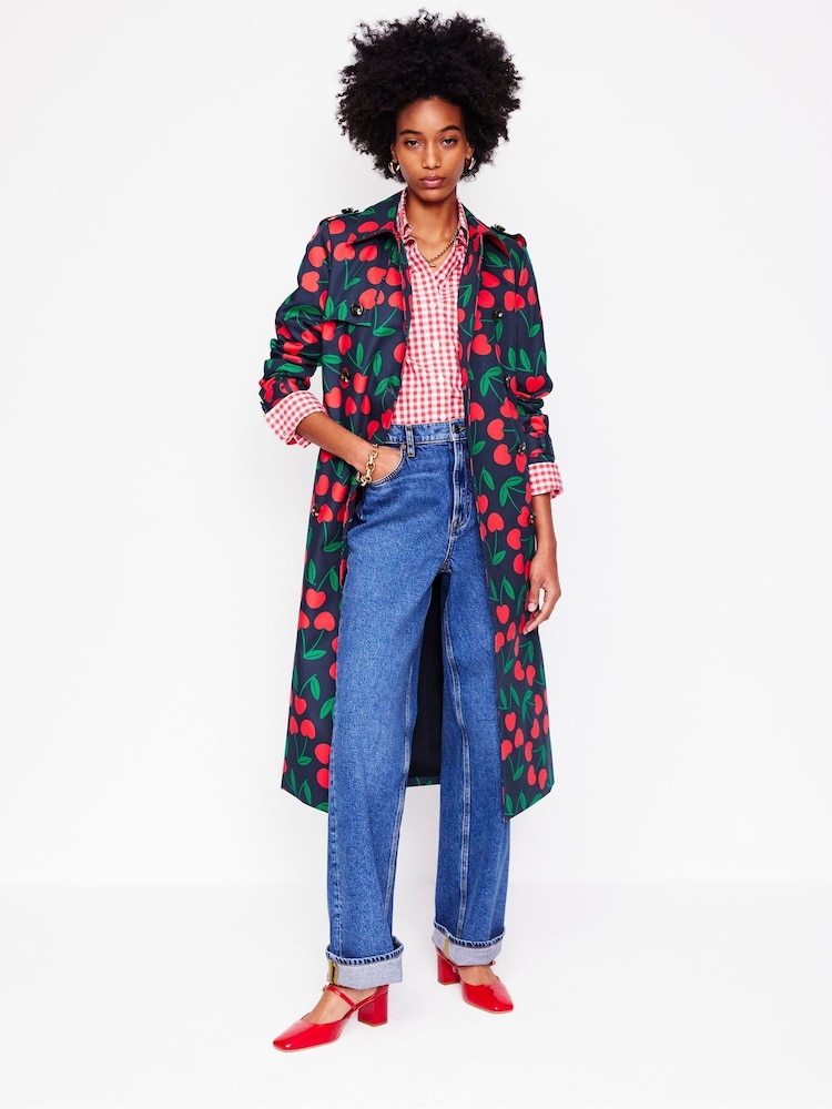Boden Blue Cheltenham Trench 100% Cotton Coat - Image 6 of 7