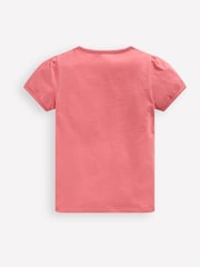 Boden Pink Bunny Puff Sleeve Superstitch 100% Cotton Top - Image 2 of 3