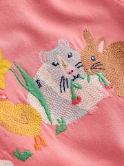 Boden Pink Bunny Puff Sleeve Superstitch 100% Cotton Top - Image 3 of 3