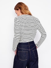 Boden Cream Novelty Long Sleeve 100% Cotton Jersey Top - Image 2 of 5