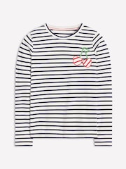 Boden Cream Novelty Long Sleeve 100% Cotton Jersey Top - Image 5 of 5