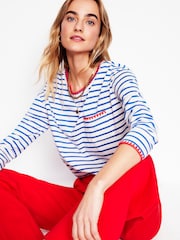 Boden Blue Blanket Stitch 100% Cotton Top - Image 1 of 5