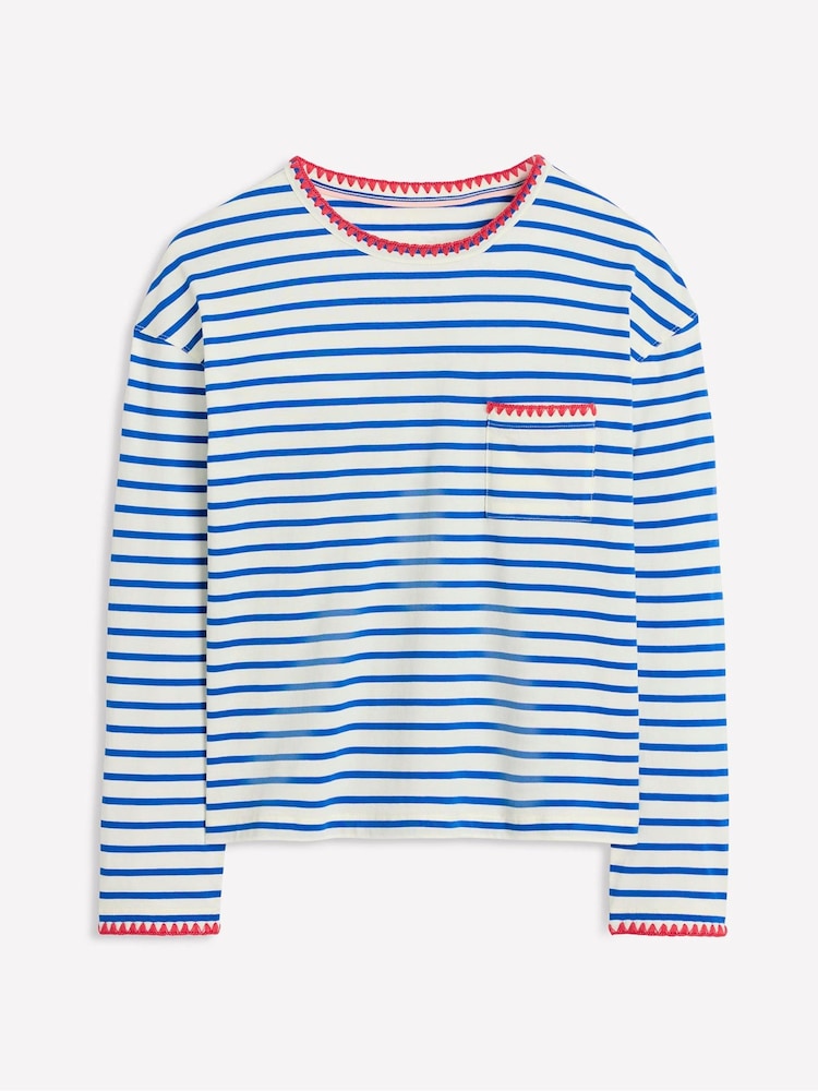 Boden Blue Blanket Stitch 100% Cotton Top - Image 5 of 5