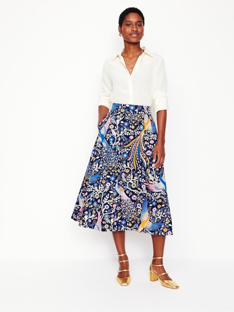 Boden Green Isabella Cotton Sateen Skirt - Image 1 of 6
