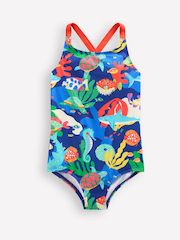 Boden Blue Cross Back Printed Swimsuit - Image 1 of 5