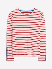 Boden Red Button Cuff Breton 100% Cotton Top - Image 5 of 5