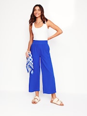 Boden Blue Cropped Double Cloth 100% Cotton Trousers - Image 1 of 5