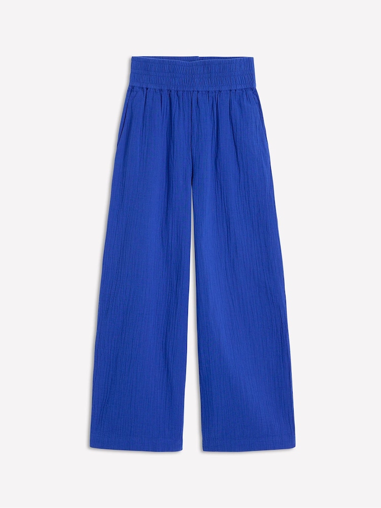 Boden Blue Cropped Double Cloth 100% Cotton Trousers - Image 5 of 5