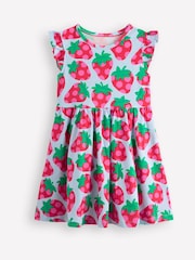 Boden Blue Posie Frill Sleeve 100% Cotton Dress - Image 1 of 3