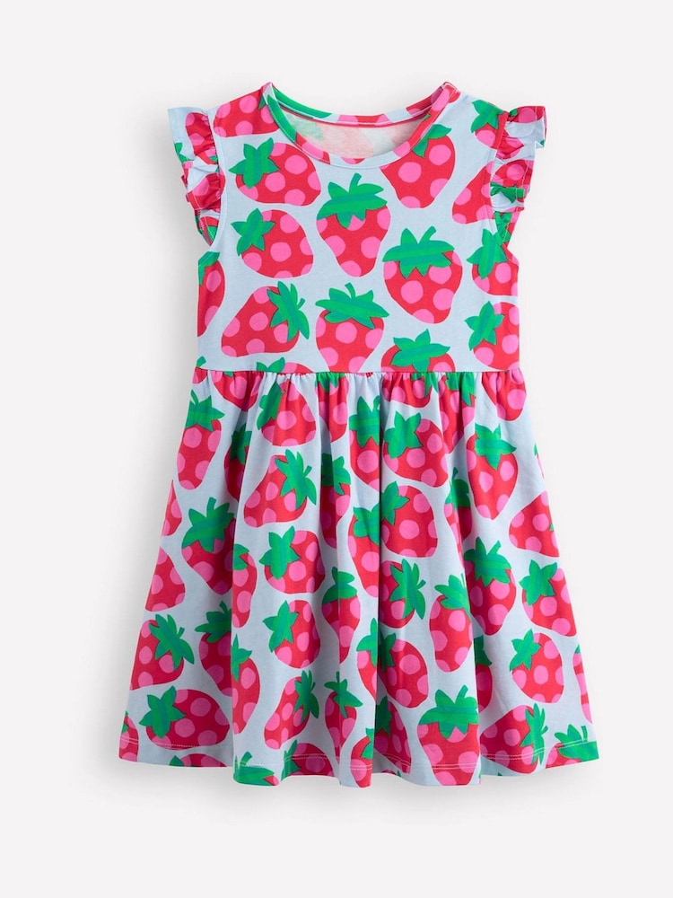 Boden Blue Posie Frill Sleeve 100% Cotton Dress - Image 1 of 3