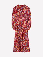 Boden Red Ivy Smocked Midi Dress - Image 6 of 6