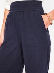 Boden Blue Light Cropped Double Cloth 100% Cotton Trousers - Image 2 of 5