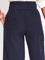 Boden Blue Light Cropped Double Cloth 100% Cotton Trousers - Image 3 of 5