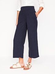Boden Blue Light Cropped Double Cloth 100% Cotton Trousers - Image 4 of 5