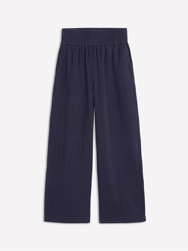 Boden Blue Light Cropped Double Cloth 100% Cotton Trousers - Image 5 of 5