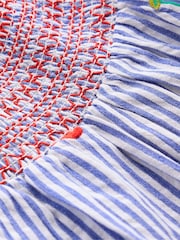 Boden Blue Woven Smocked 100% Cotton Top - Image 3 of 3
