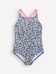 Boden Blue Cross Back Printed Swimsuit - Image 1 of 3