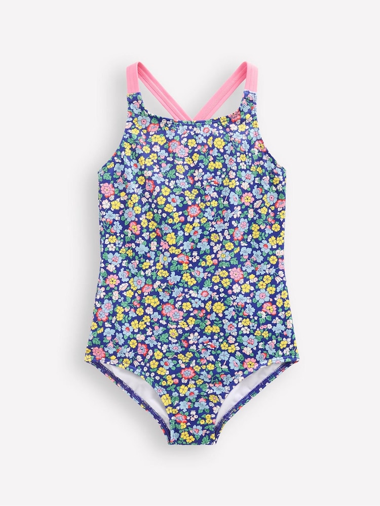 Boden Blue Cross Back Printed Swimsuit - Image 1 of 3