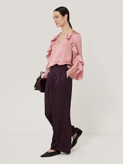 Jigsaw Pink Satin Fluid Frill Top - Image 4 of 7