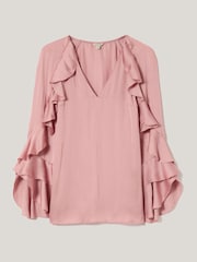 Jigsaw Pink Satin Fluid Frill Top - Image 6 of 7