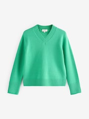 Jigsaw Green Wool Cashmere Blend V-Neck Jumper - Image 1 of 1
