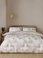 Catherine Lansfield Natural Sloane Geo Reversible Duvet Cover Set - Image 1 of 4