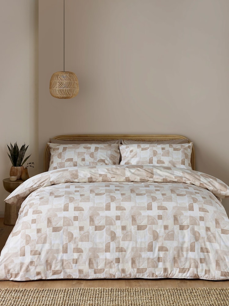 Catherine Lansfield Natural Sloane Geo Reversible Duvet Cover Set - Image 2 of 4