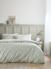 Bianca Green Scallop Floral Cotton Duvet Cover Set - Image 1 of 4
