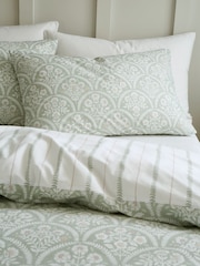 Bianca Green Scallop Floral Cotton Duvet Cover Set - Image 3 of 4