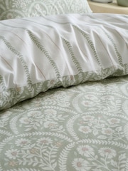 Bianca Green Scallop Floral Cotton Duvet Cover Set - Image 4 of 4