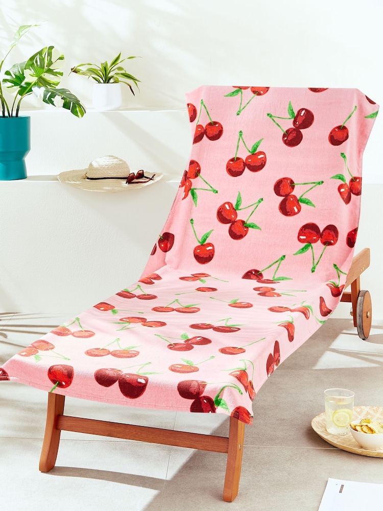 Catherine Lansfield Pink Cherries Cotton Beach Towel - Image 1 of 3