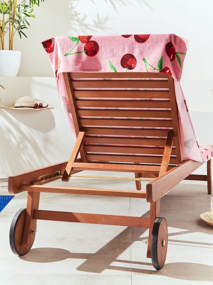 Catherine Lansfield Pink Cherries Cotton Beach Towel - Image 2 of 3