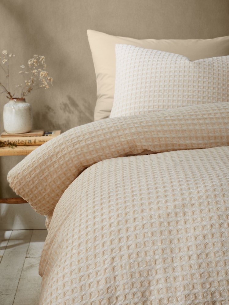 Pineapple Elephant Natural Muscat Waffle Duvet Cover Set - Image 4 of 5