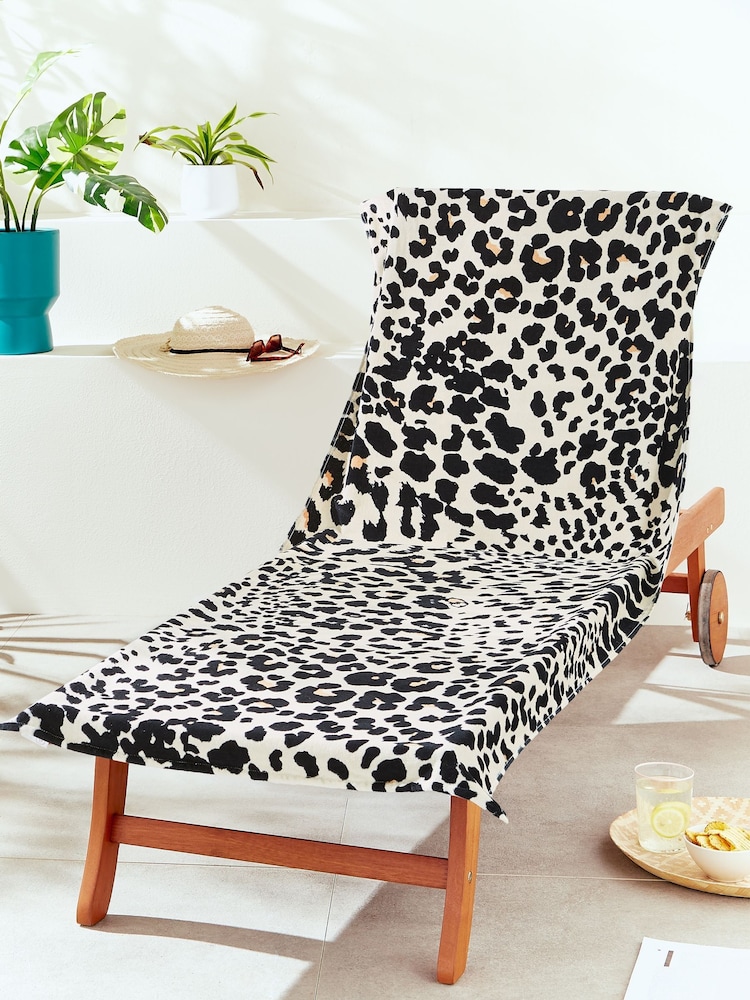 Catherine Lansfield Natural Leopard Print Cotton Beach Towel - Image 1 of 3