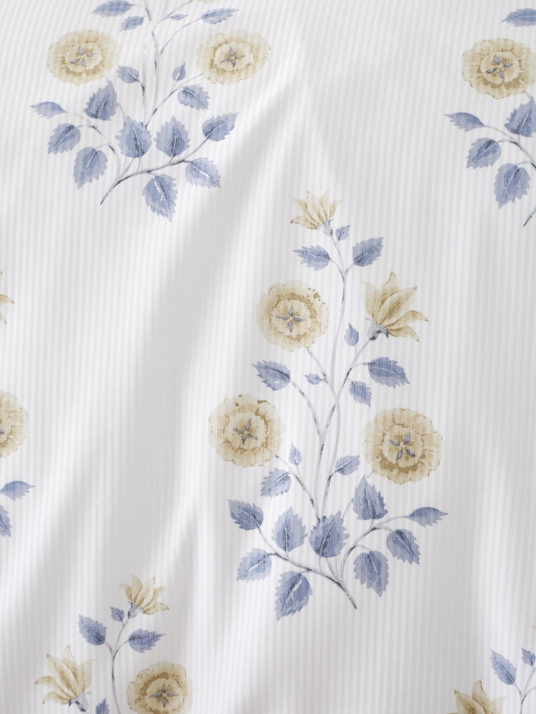 Bianca Blue Eloise Floral Cotton Satin Stripe Duvet Cover Set - Image 6 of 6 Bianca Blue Eloise Floral Cotton Satin Stripe Duvet Cover Set - Image 6 of 6