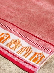 Catherine Lansfield Pink Beach Huts Cotton Extra Large Beach Towel - Image 2 of 3