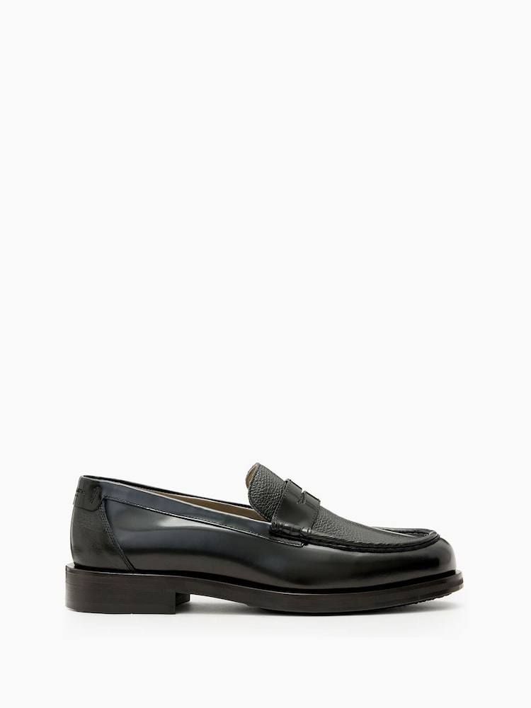 AllSaints Black Bloom 100% Cotton Loafers - Image 1 of 6